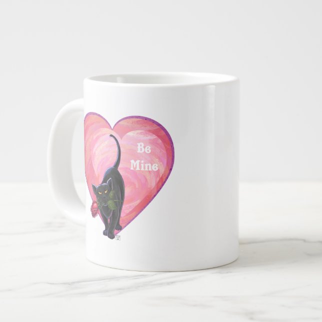 Tasse Géante Fête de la Saint-Valentin au chat noir (Devant gauche)