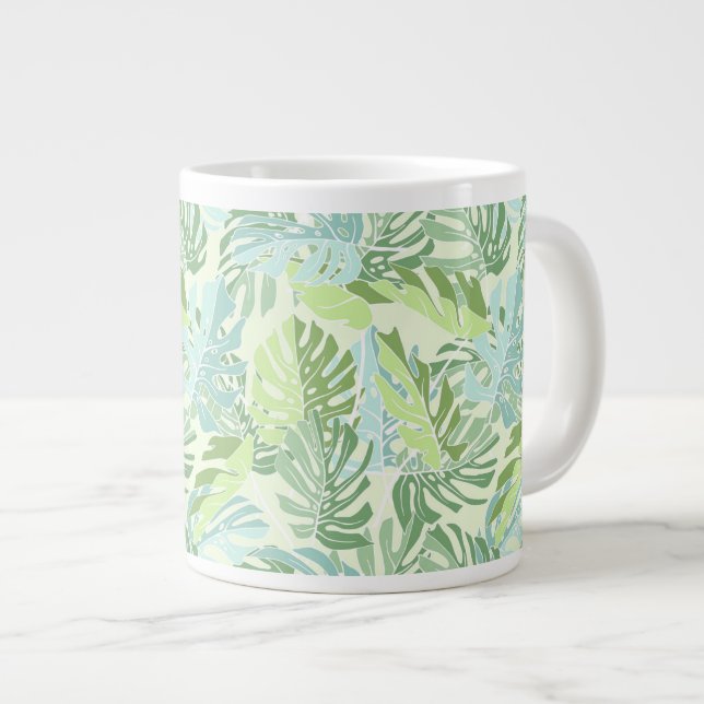 Tasse Géante Feuilles du Pastel Tropical Palm (Devant droit)