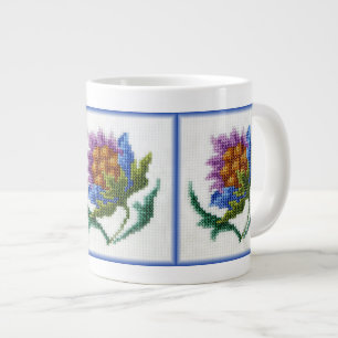 Tasse Géante Fleur lumineuse brodée par main