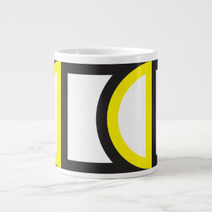 Tasse Géante forme incurvée abstraite noir jaune