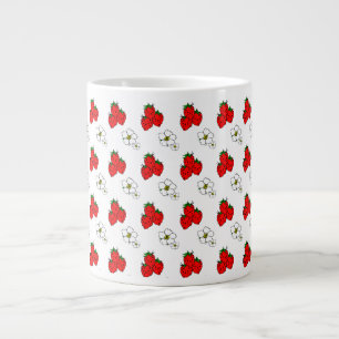 Tasse Géante Fraise et Fleurs rétro Motif Jumbo Mug