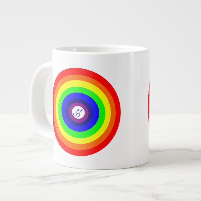 Tasse Géante Gay Men Round Rainbow Mug (Devant gauche)
