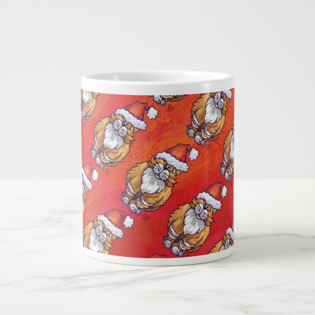 Tasse Géante Ginger Chat Noël Sur Rouge (Devant)
