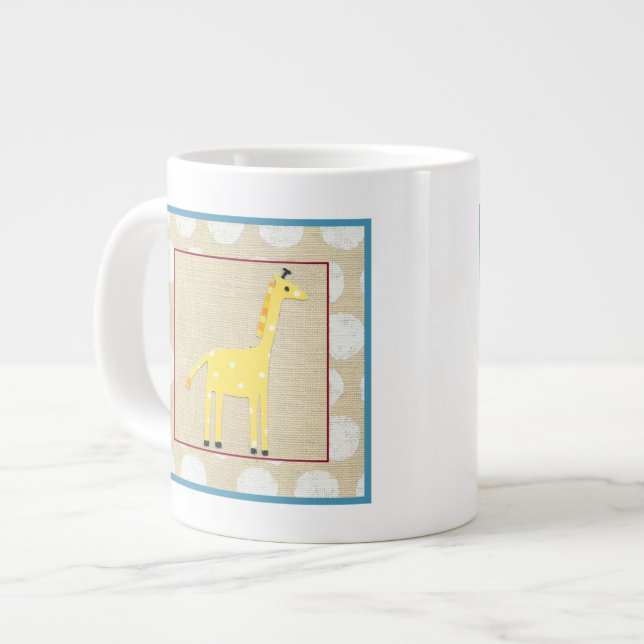 Tasse Géante Girafe jaune avec Pois blancs (Devant gauche)