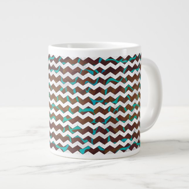 Tasse Géante Giraffe Impression Brown et Turquoise (Devant droit)