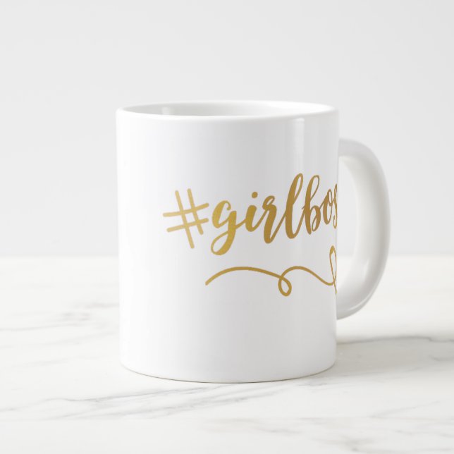Tasse Géante #girlboss, la bouillie de café avec coeur (Devant droit)
