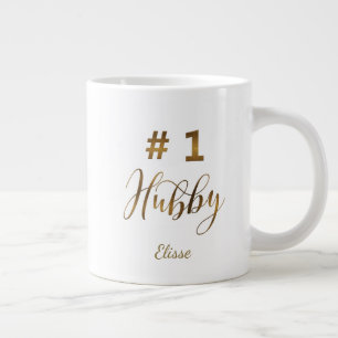 Tasse Géante Gold Foil Numéro 1 Hubby Typographie Monogramme