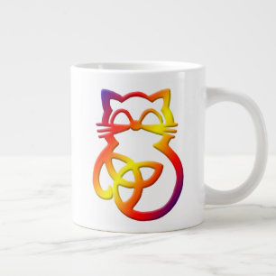 Tasse Géante Grand mug à nœud trinitaire arc-en-ciel chat celti