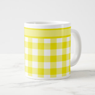 Tasse Géante Grand mug, motif à carreaux gingham jaune citron
