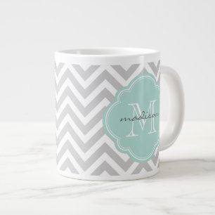 Tasse Géante Gray and Mint Chevron Custom