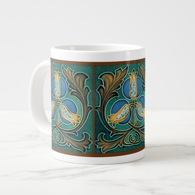 Tasse Géante Grenade bleue Majolica Art (Devant gauche)