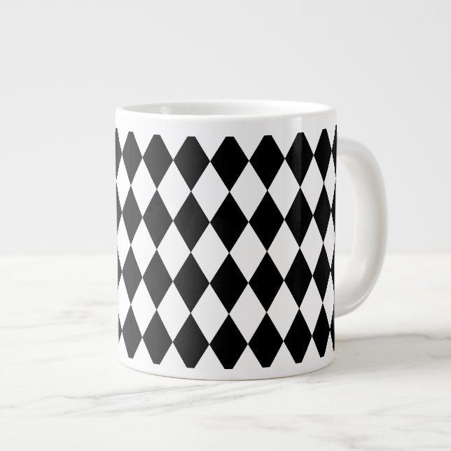 Tasse Géante Harlequin noir et blanc (Devant droit)