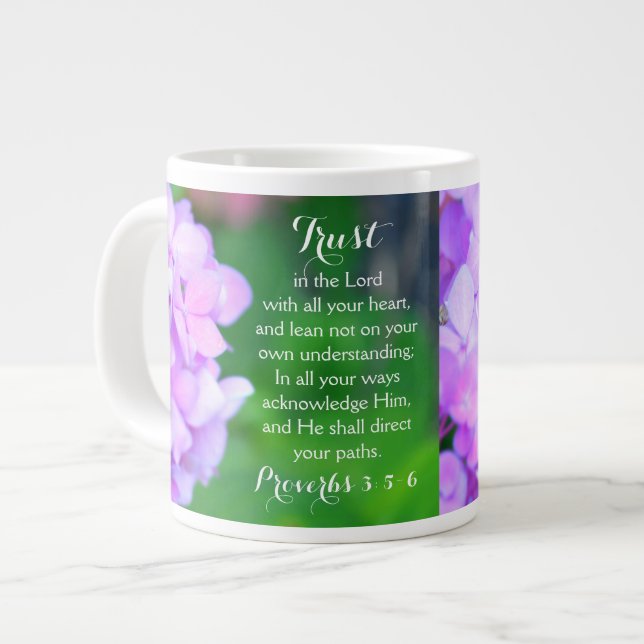 Tasse Géante Hortensia floral de bible chrétienne de proverbes (Devant gauche)