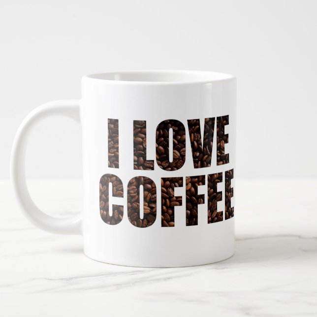 Tasse Géante I Love Coffee in Roasted Coffee Beans Police (Gauche)