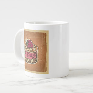 Tasse Géante Illustration du gâteau de style rétro