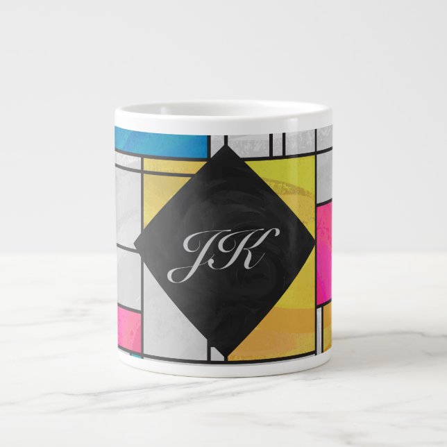 Tasse Géante Impression Mondrial jaune rose (Devant)