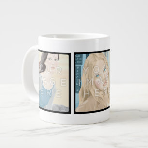 Tasse Géante Instagram 3-Photo Personnalisé Jumbo Mug
