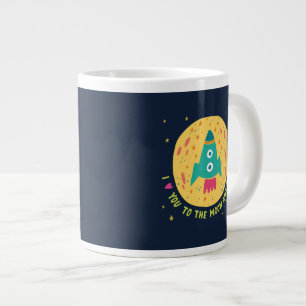 Tasse Géante Je t'aime à la lune et au Rocketship arrière