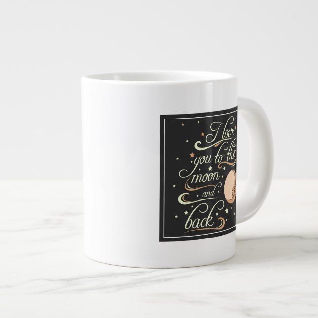 Tasse Géante Je T'Aime Sur La Lune Et Le Dos Noir (Devant droit)