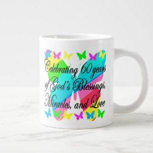 TASSE GÉANTE JOLIE 60E ANNIVERSAIRE MUG AVEC PRIÈRE ANNIVERSAIR