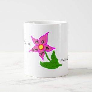 Tasse Géante Joyeux message de fleurs de la fête des mères