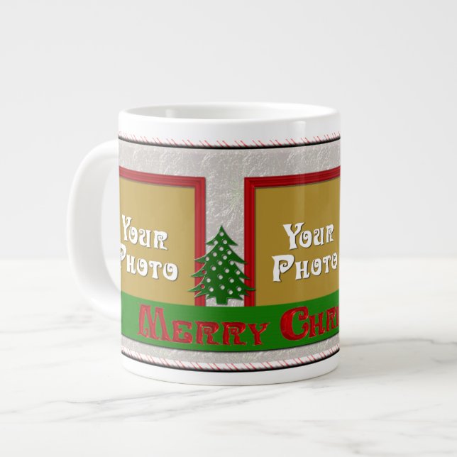 Tasse Géante Joyeux Noël 3 photos de café Mug (Devant gauche)