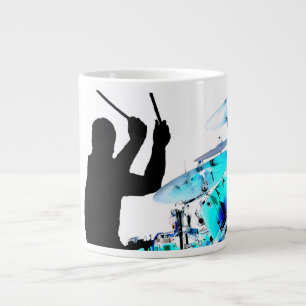 Tasse Géante Le batteur colle dans des fûts invertis de bleu