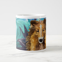 Tasse Géante Le Collie curieux du chien psychédélique para