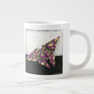Tasse Géante Le papillon d'Origami sur papier floral