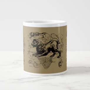 Tasse Géante Leo Constellation Map Hevelius 1690 sur Taupe