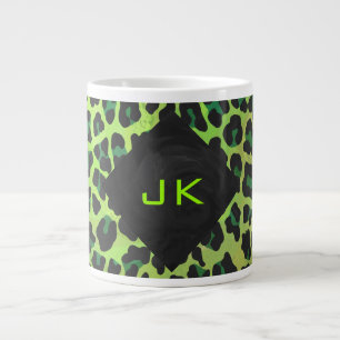 Tasse Géante Léopard noir et vert avec Monogramme