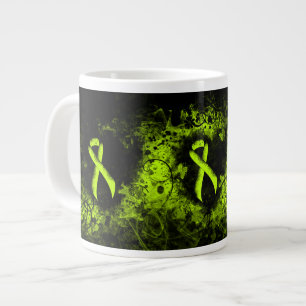 Tasse Géante Lime Green Awareness Ribbon Grunge Heart