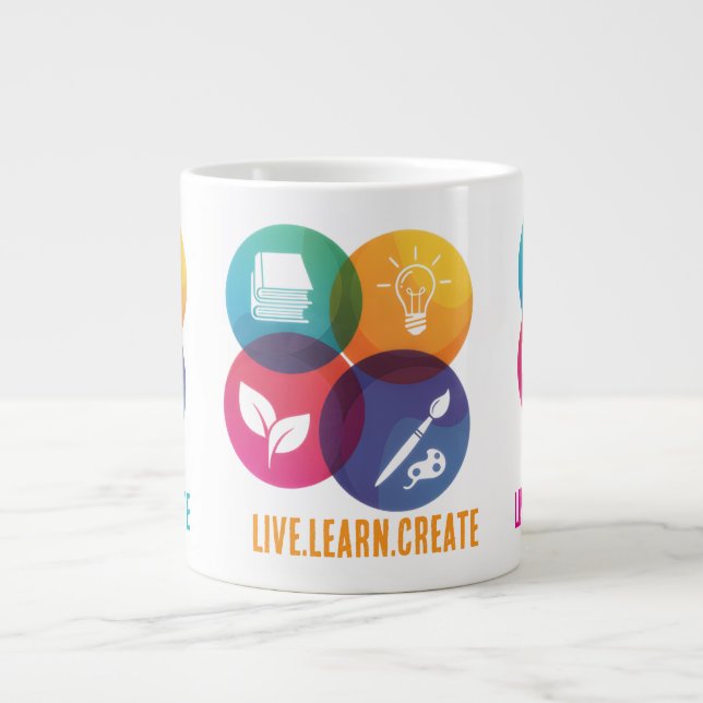 Tasse géante Live.Learn.Create Café (Devant)