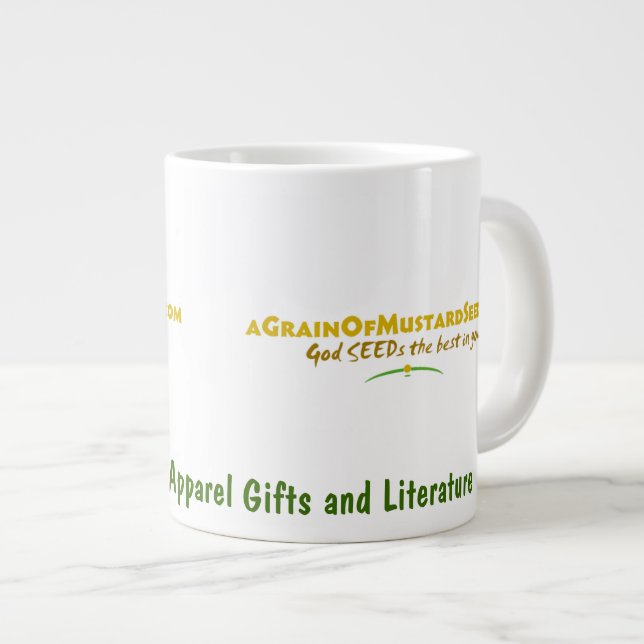 Tasse Géante Logo Agrainofmustardseed.com (Devant droit)