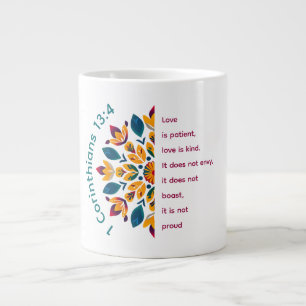 Tasse géante Mandala Fleur 1 Corinthiens 13:4