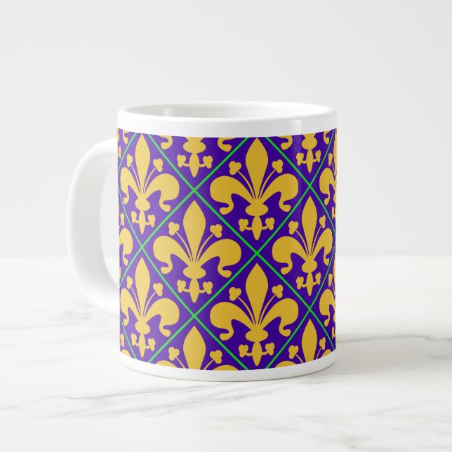 Tasse Géante Mardi Gras Fleur de Lis (Devant gauche)