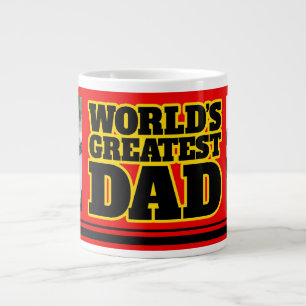 Tasse Géante Meilleur papa du monde ajouter 2 photos rouge noir