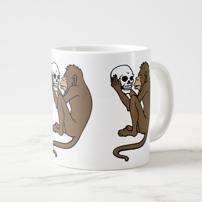 Tasse Géante Monkey tenant un crâne (Devant droit)