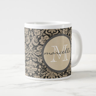 Tasse Géante Monogramme bronzage noir de damassés