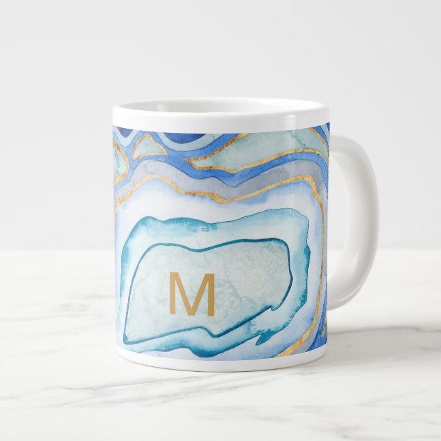 Tasse Géante Monogramme | Cobalt Agate II (Devant droit)