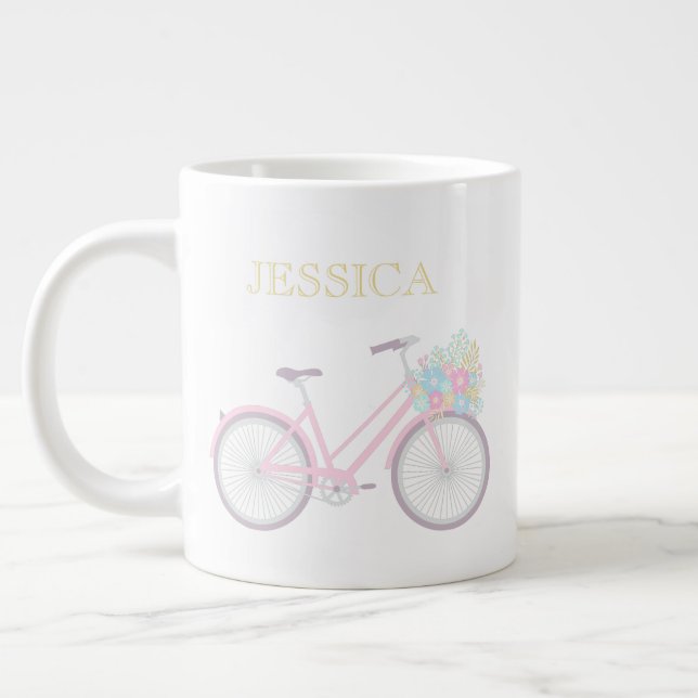 Tasse Géante Monogramme Fleur Bicyclette mignonne Pastel Jumbo  (Gauche)