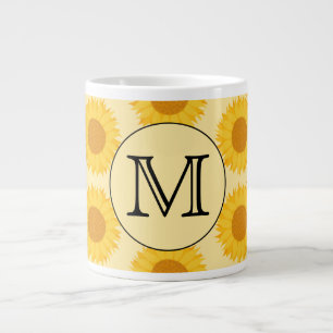 Tasse Géante Monogramme personnalisé, avec tournesol jaune.
