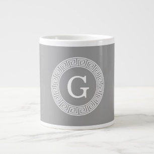 Tasse Géante Monogramme principal grec blanc gris-foncé