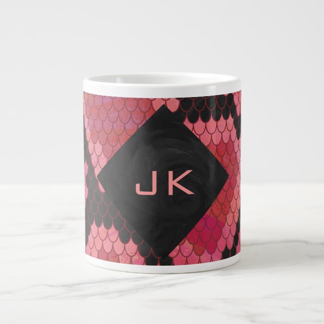 Tasse Géante Monogramme serpent noir et rouge imprimé (Devant)