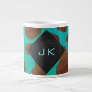 Tasse Géante Monogramme Vache Impression Brown et Turquoise
