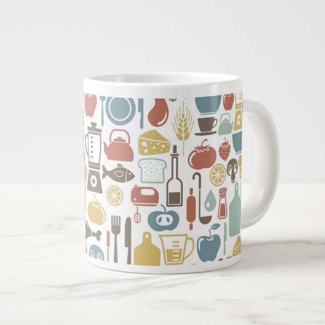 Tasse Géante Motif avec des icônes de cuisine (Devant droit)