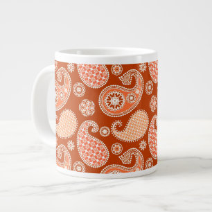 Tasse Géante Motif cachemire, orange mandarine et blanc