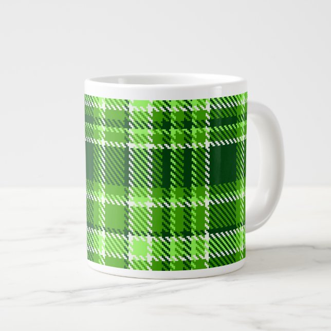 Tasse Géante Motif Checkered de couleur verte (Devant droit)