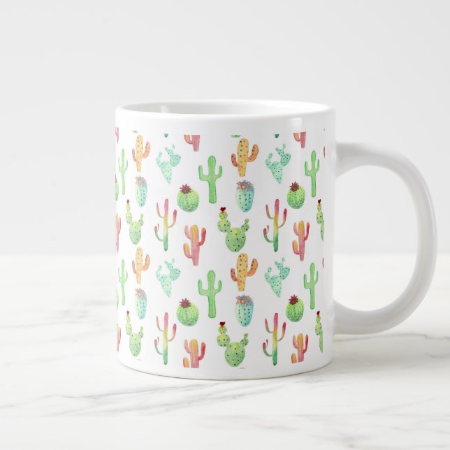 Tasse Géante Motif d'aquarelle Cactus Pastel (Droite)