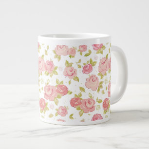 Tasse Géante Motif de papier peint d'élégance des roses roses
